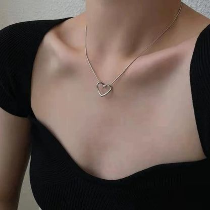 Simple Hollow Love Heart Pendant Necklace