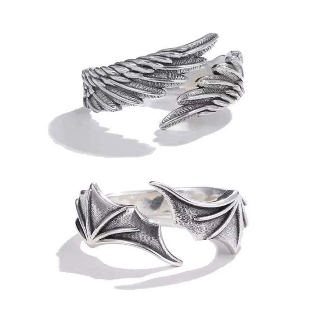 Retro Angel Demon Wing Couples Ring