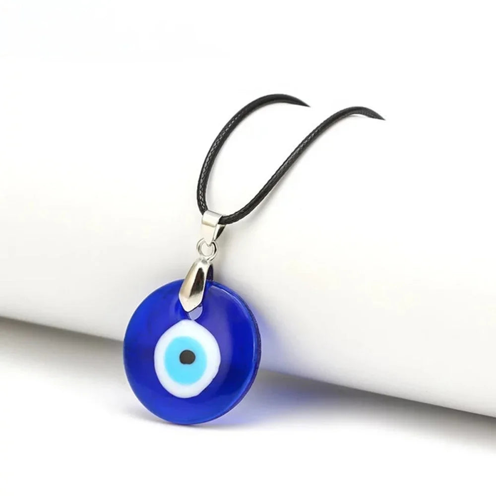 Vintage Turkish Blue Evil Eye Pendant Choker Necklace