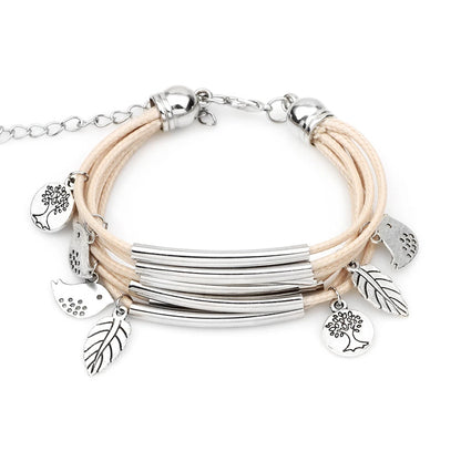 Multilayer Handmade Charm Leaves Bracelets