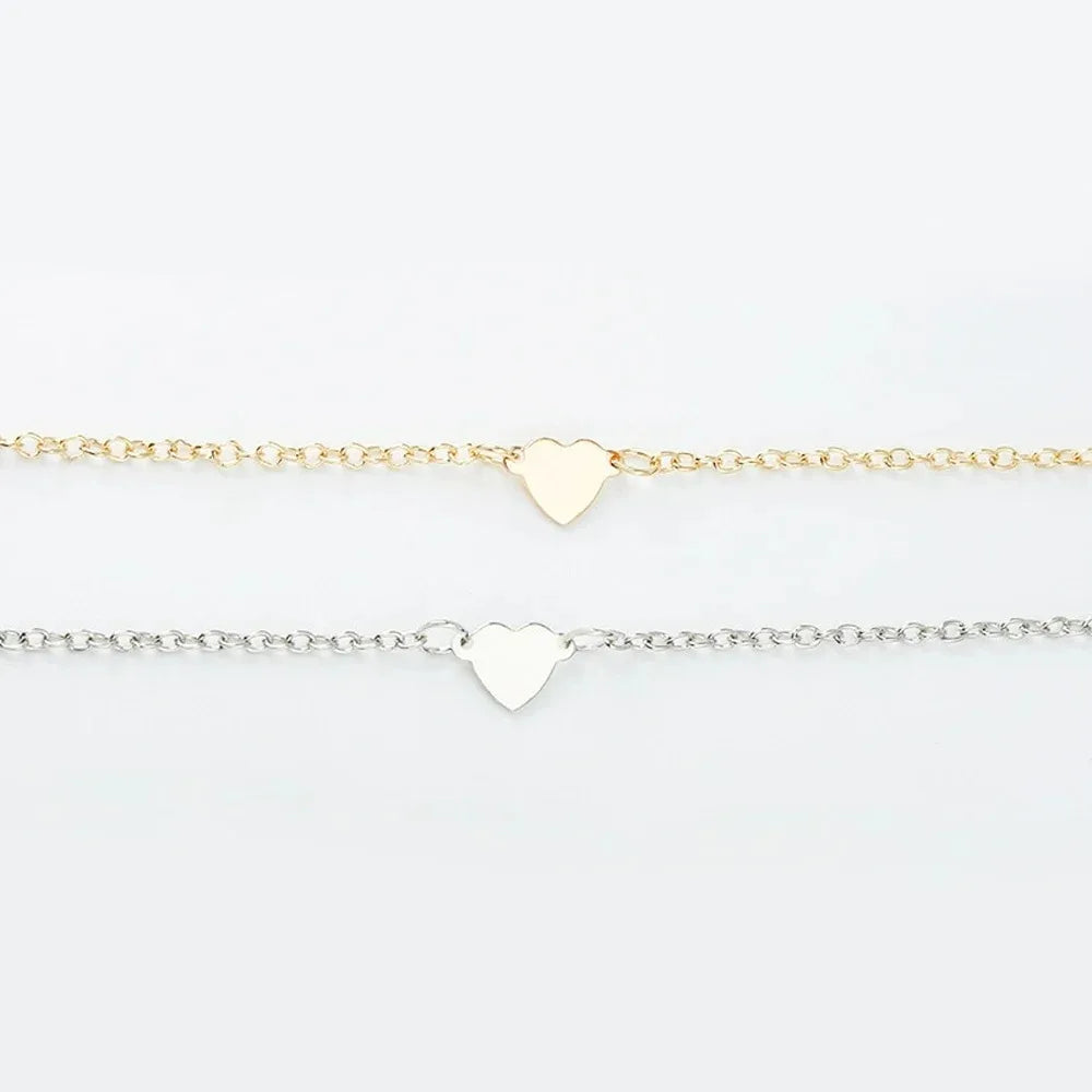 Heart Charm Gold Color Metal Bracelets