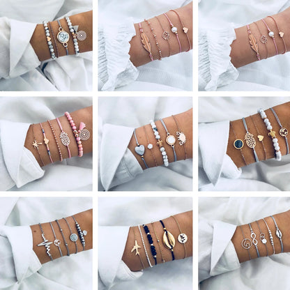Bohemian Handmade Weave Heart Long Tassel Bracelet Sets