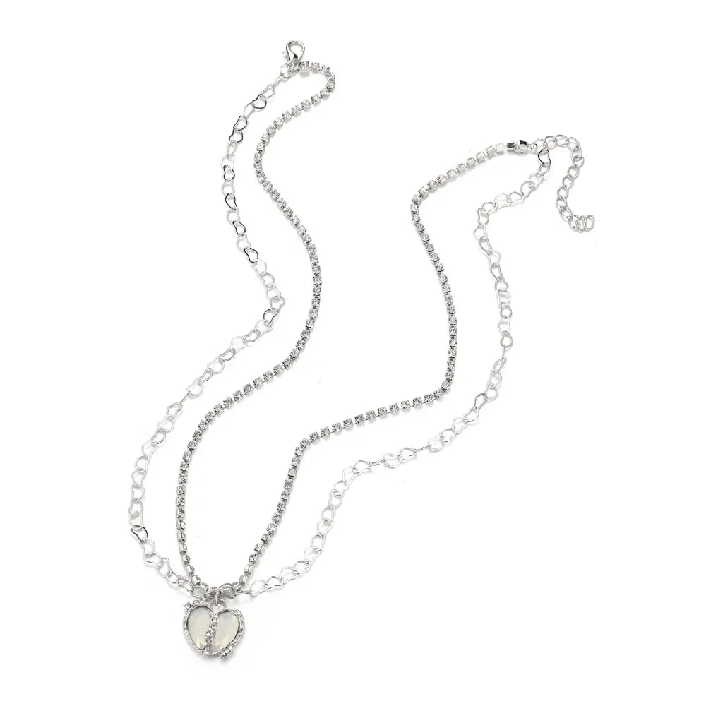 Peach Heart Water Drop Pendant Necklace