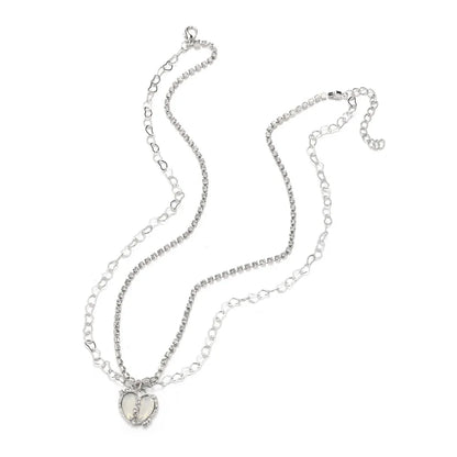 Peach Heart Water Drop Pendant Necklace