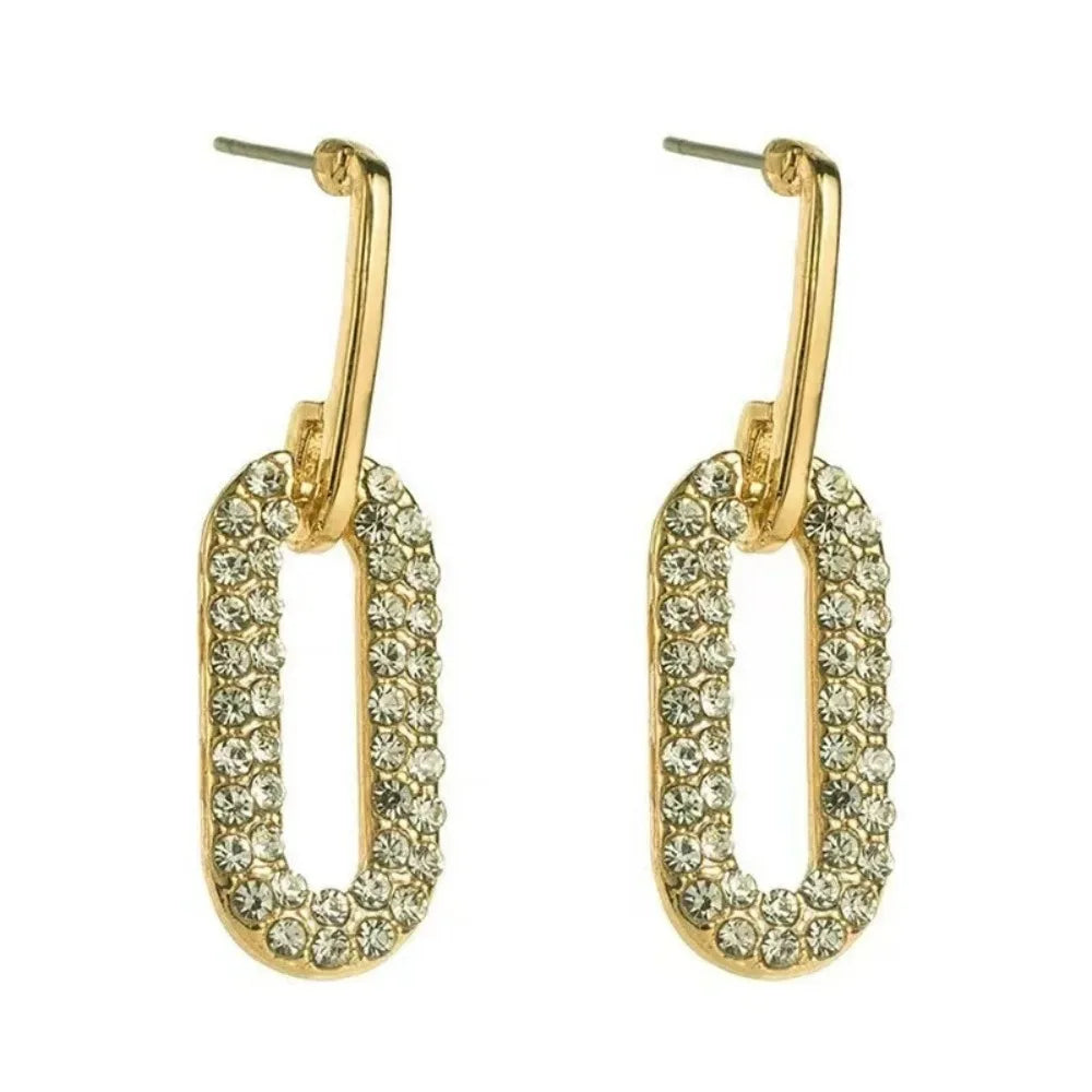 Retro Double Loop Design Drop Earrings