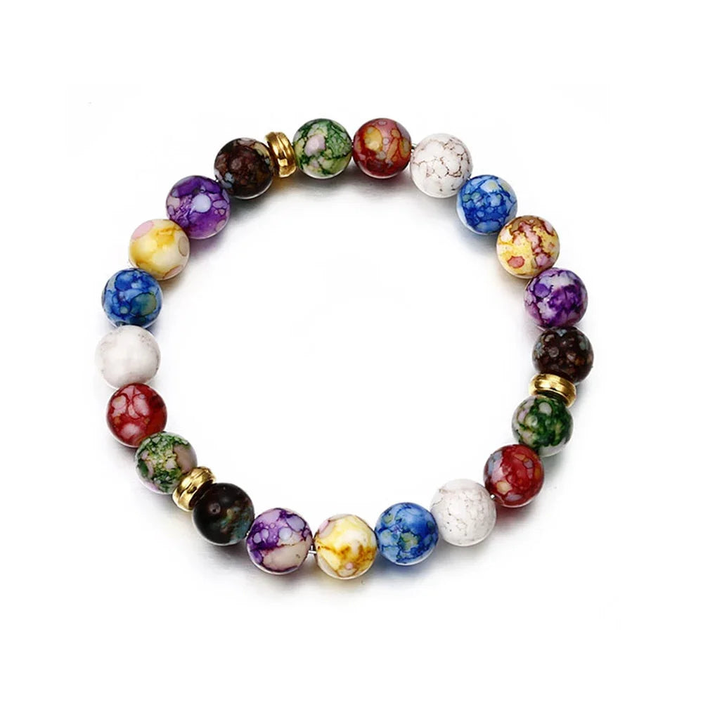 Classic Lovers Natural Lava Stone 7 Chakra Healing Bracelet