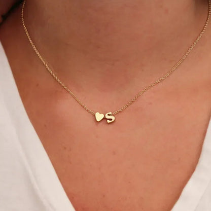 Tiny Heart Dainty Initial Necklace Choker