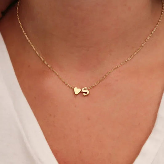 Tiny Heart Dainty Initial Necklace Choker