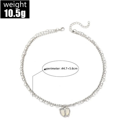 Peach Heart Water Drop Pendant Necklace