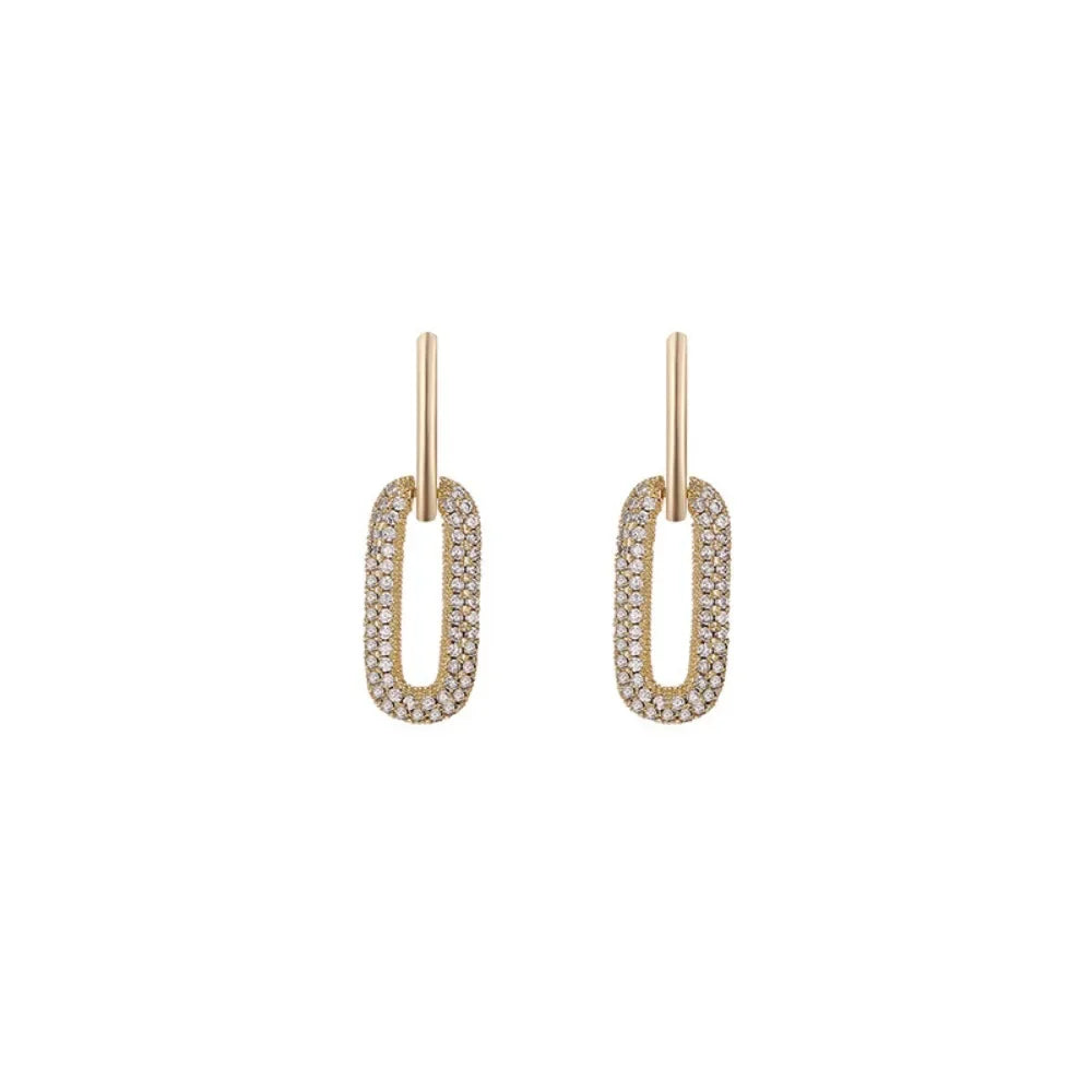 Retro Double Loop Design Drop Earrings