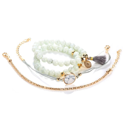 Bohemian Handmade Weave Heart Long Tassel Bracelet Sets