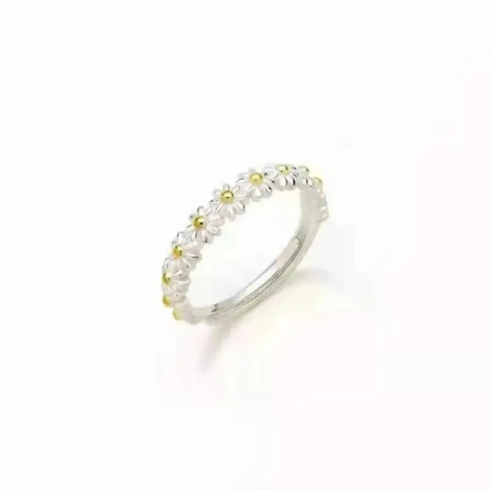 Exquisite Enamel Sunflower Adjustable Open Ring