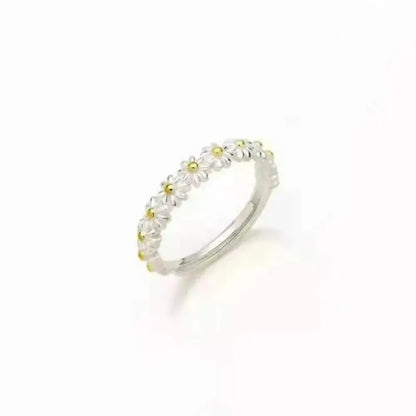Exquisite Enamel Sunflower Adjustable Open Ring