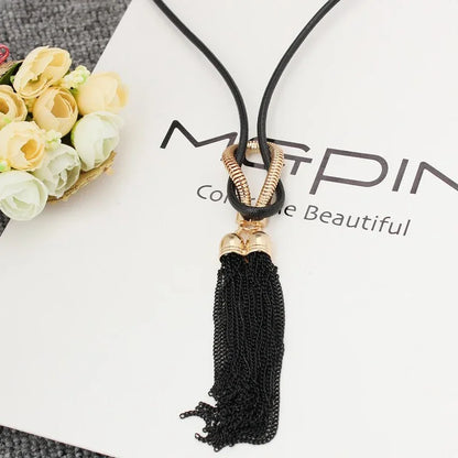 Tassel Long Winter Sweater Chain Pendant Necklace