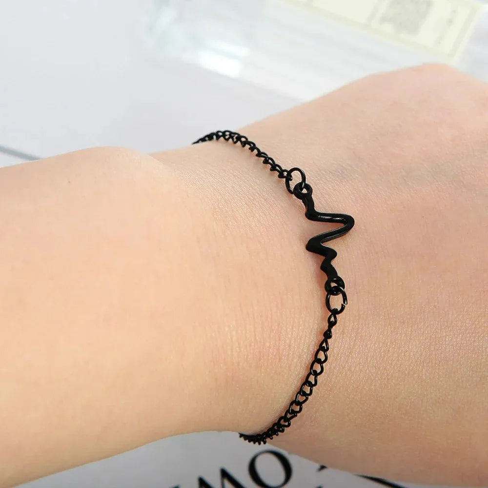 Korean Fashion ECG Heart Rate Lightning Charm Bracelet