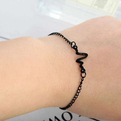 Korean Fashion ECG Heart Rate Lightning Charm Bracelet
