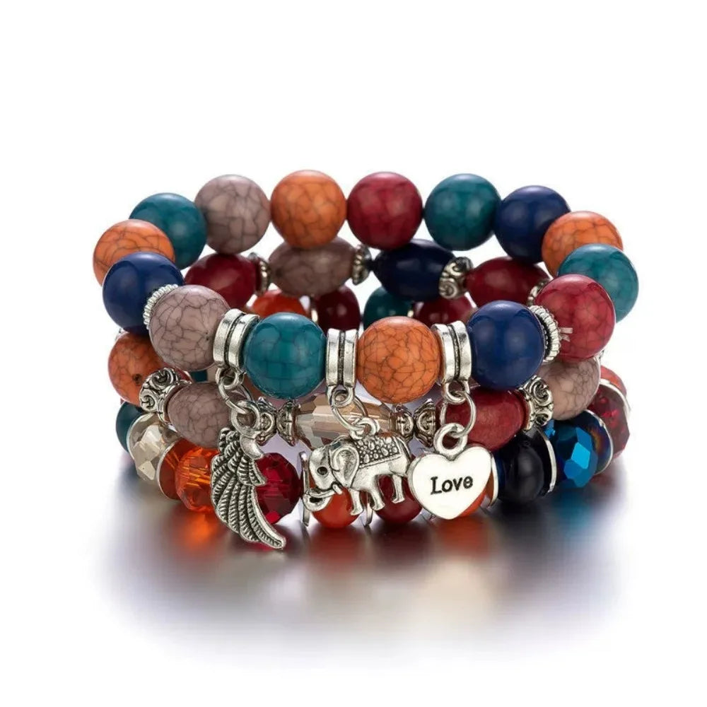 3pcs/Set Boho Style Beaded Charm Bracelets