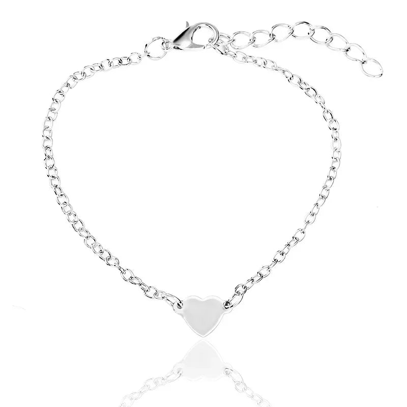 Heart Charm Gold Color Metal Bracelets