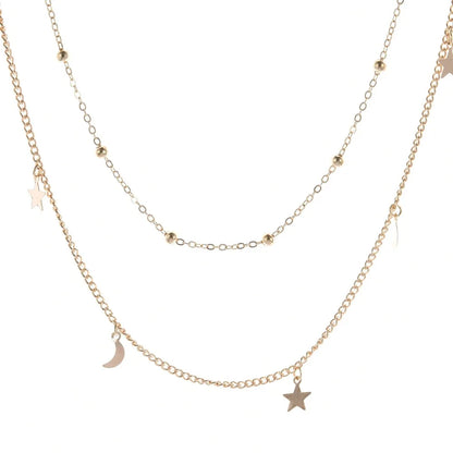 Star & Moon Pendant Clavicle Necklace