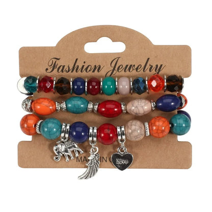 3pcs/Set Boho Style Beaded Charm Bracelets