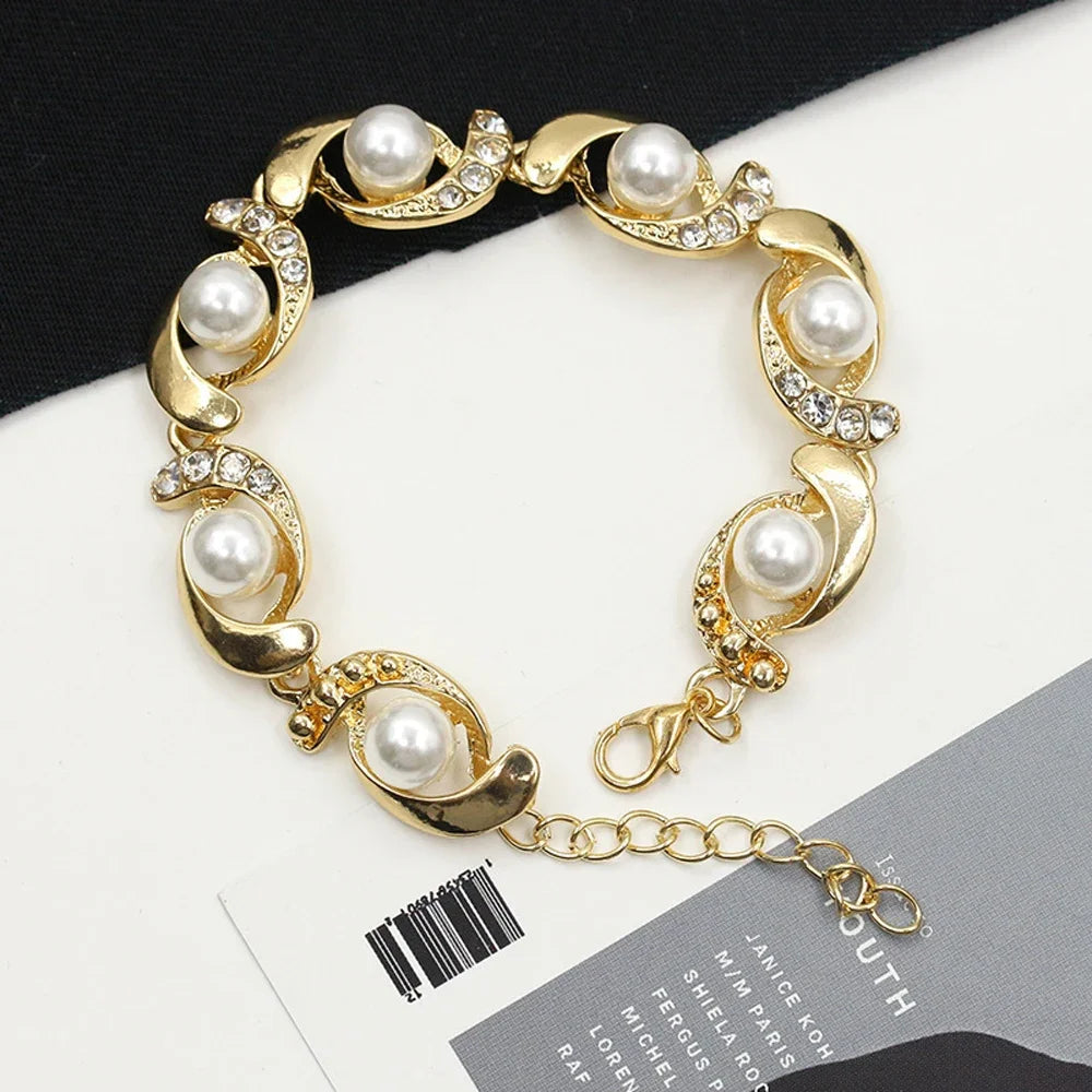Imitation Pearl Adjustable Chain Bracelet