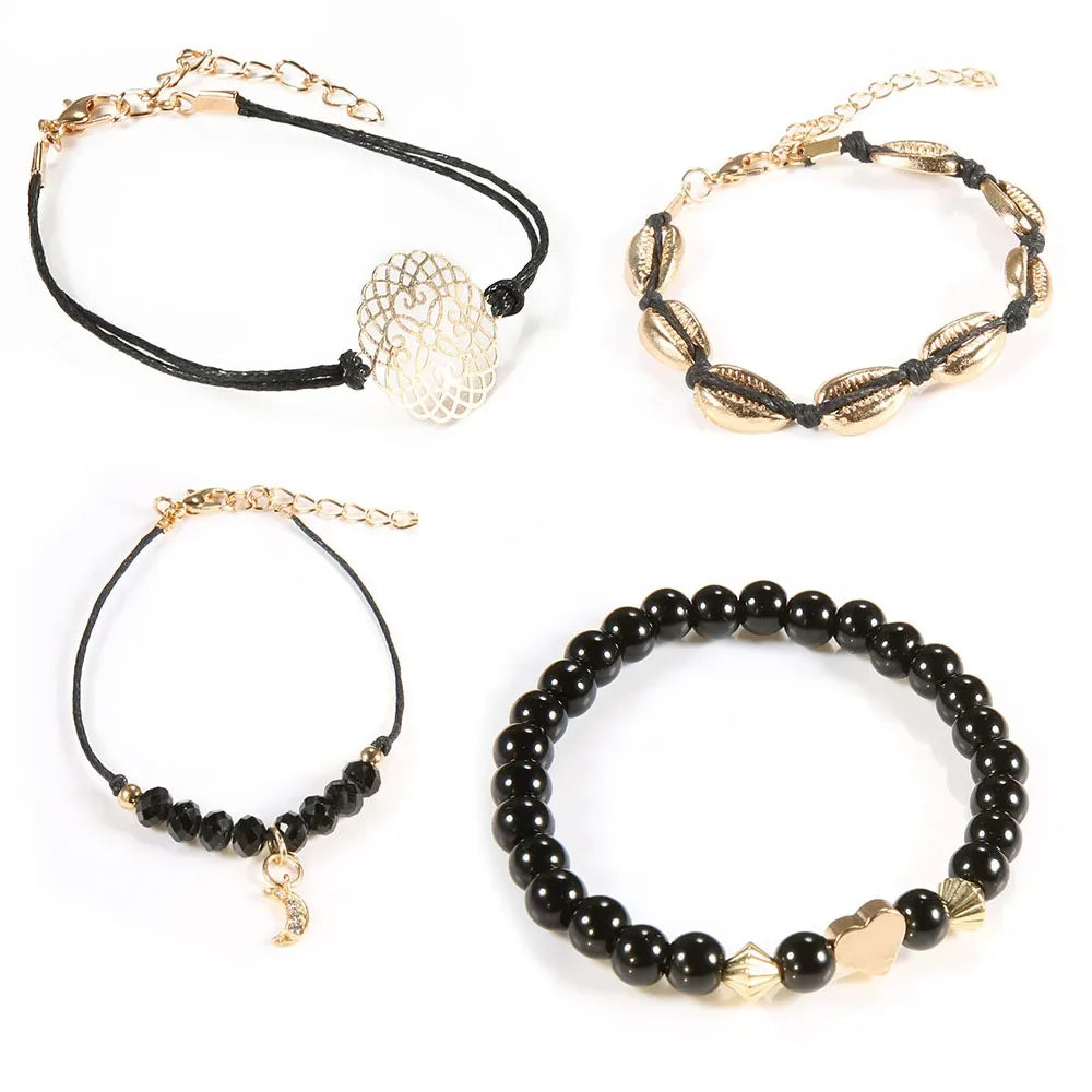 4pcs Bohemian Shell Moon Bracelet Se