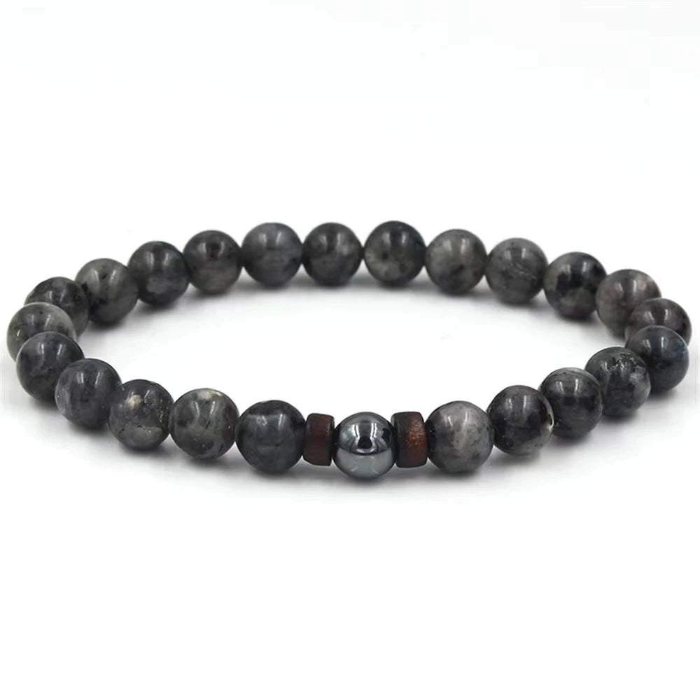 Volcanic Stone Lava Wooden 8mm Beads Wrist Chain Bracelet