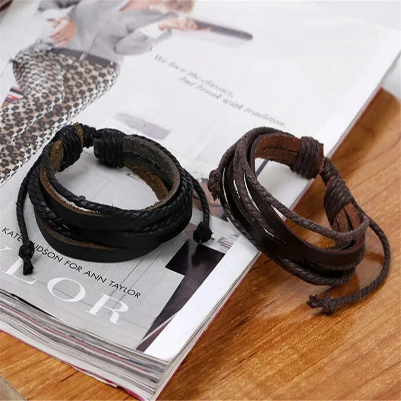 Exquisite Hand-Woven Wrap Leather Charm Bracelets