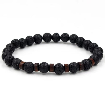 Volcanic Stone Lava Wooden 8mm Beads Wrist Chain Bracelet