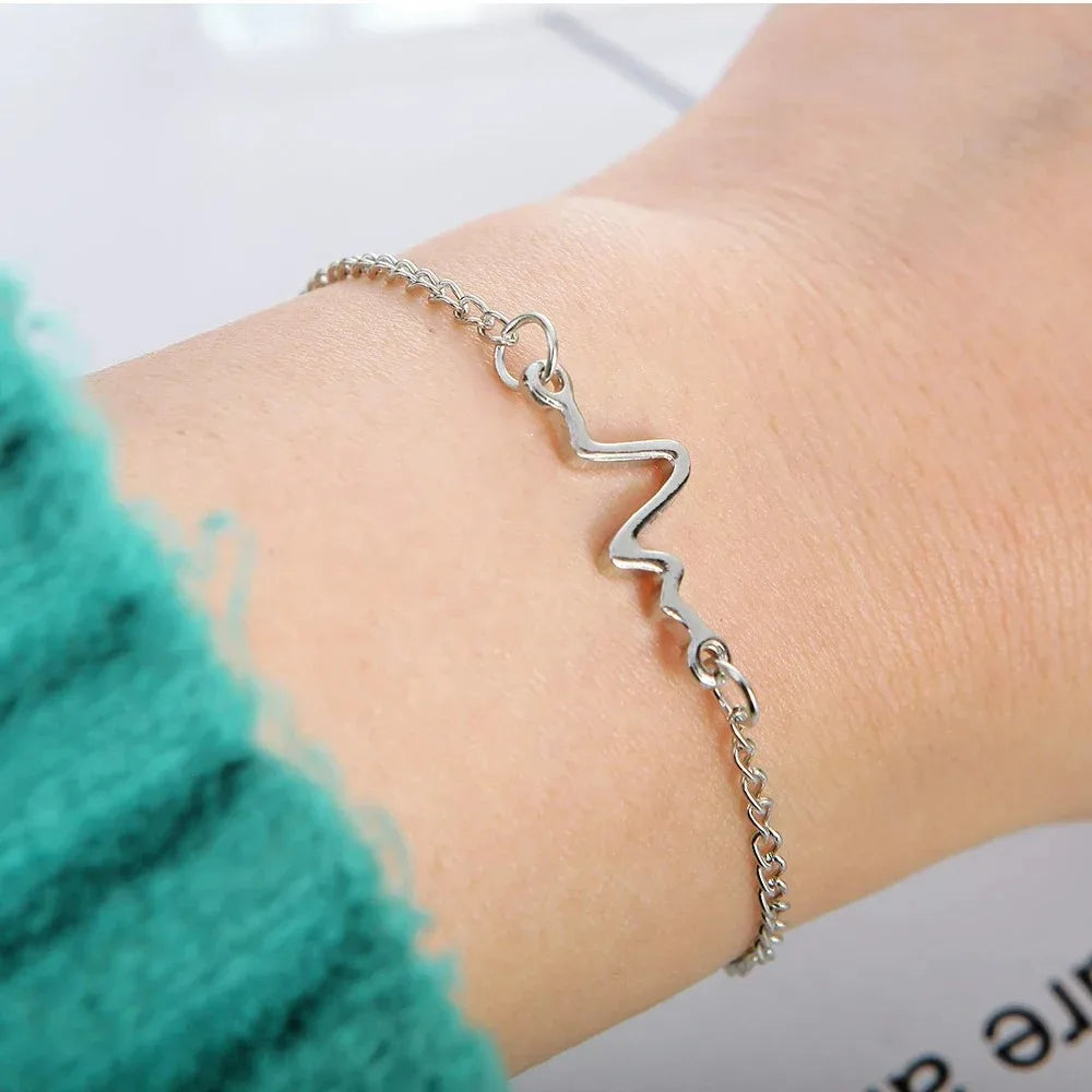 Korean Fashion ECG Heart Rate Lightning Charm Bracelet