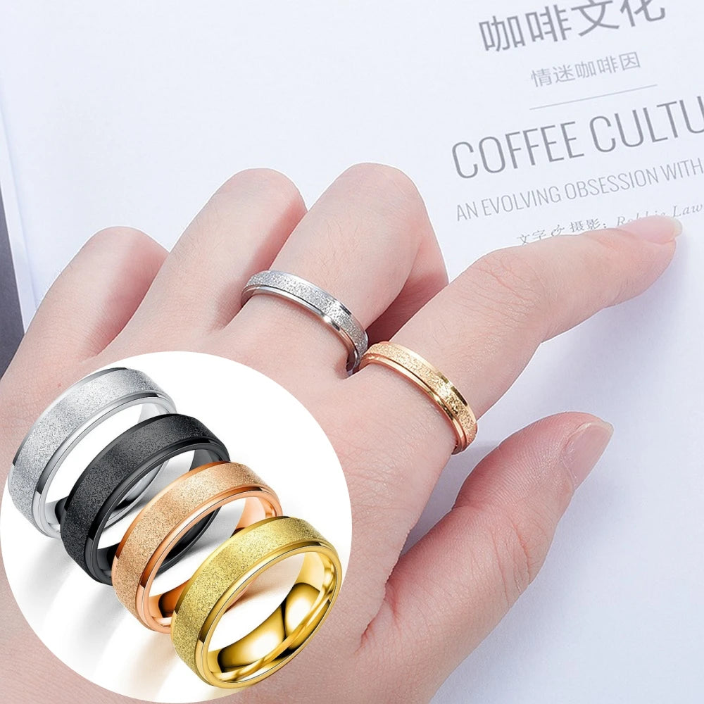 High Quality Simple Scrub Stainless Steel Rings