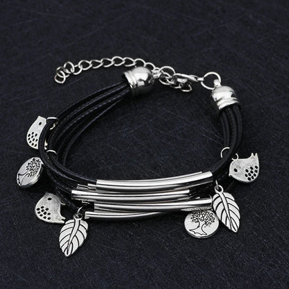 Multilayer Handmade Charm Leaves Bracelets