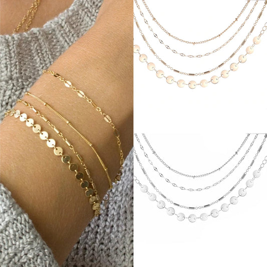 Multilayer Boho Tube Lace Satellite Chain Bracelets Set