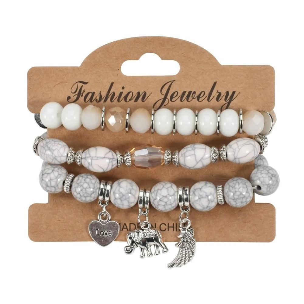 3pcs/Set Boho Style Beaded Charm Bracelets