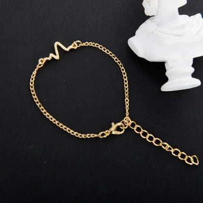 Korean Fashion ECG Heart Rate Lightning Charm Bracelet