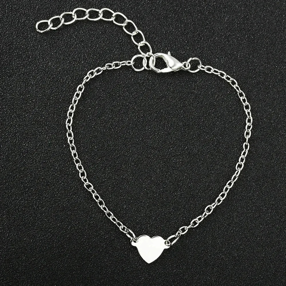 Heart Charm Gold Color Metal Bracelets