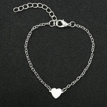 Heart Charm Gold Color Metal Bracelets