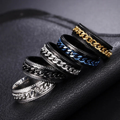 Stainless Steel Rotating Anxiety Fidget Rings