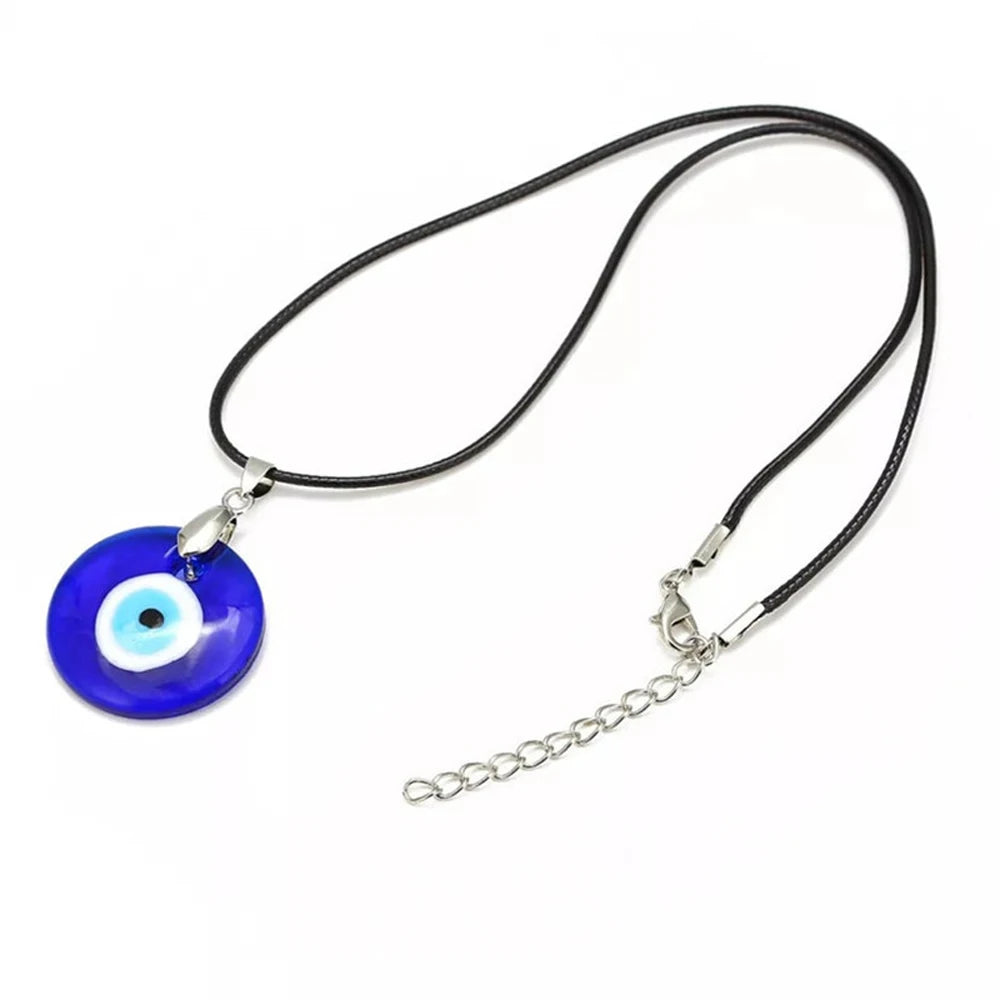 Vintage Turkish Blue Evil Eye Pendant Choker Necklace