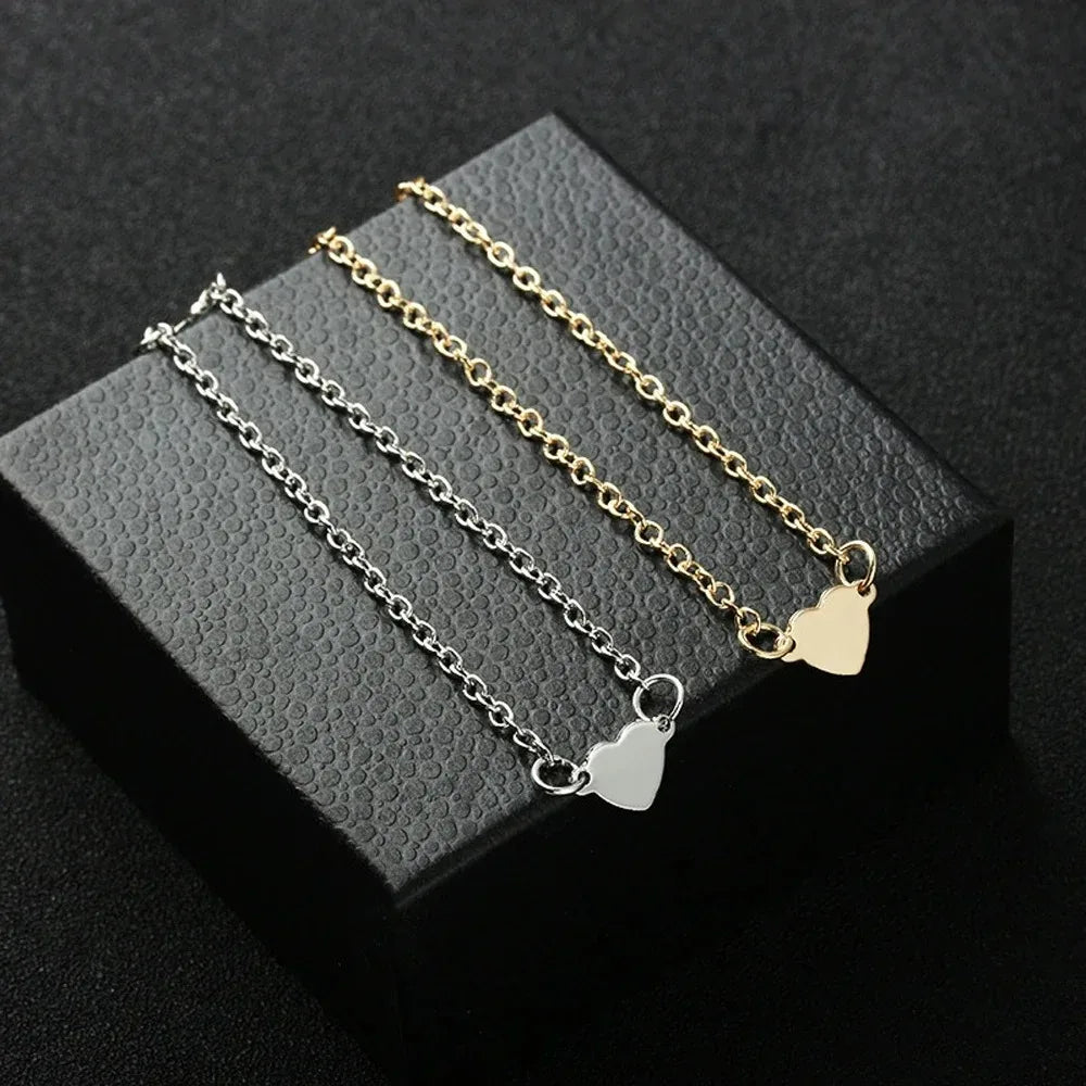 Heart Charm Gold Color Metal Bracelets