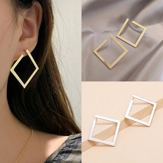 Retro Minimalist Square Irregular Studs Exaggerated Cold Wind Drop Earrings