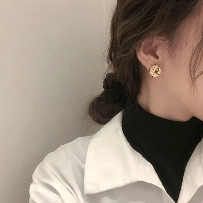 Elegant Style Tiny Metal Stud Earrings
