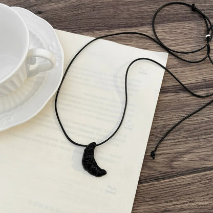 Simple Leather Rope Cow Horn Long Necklace
