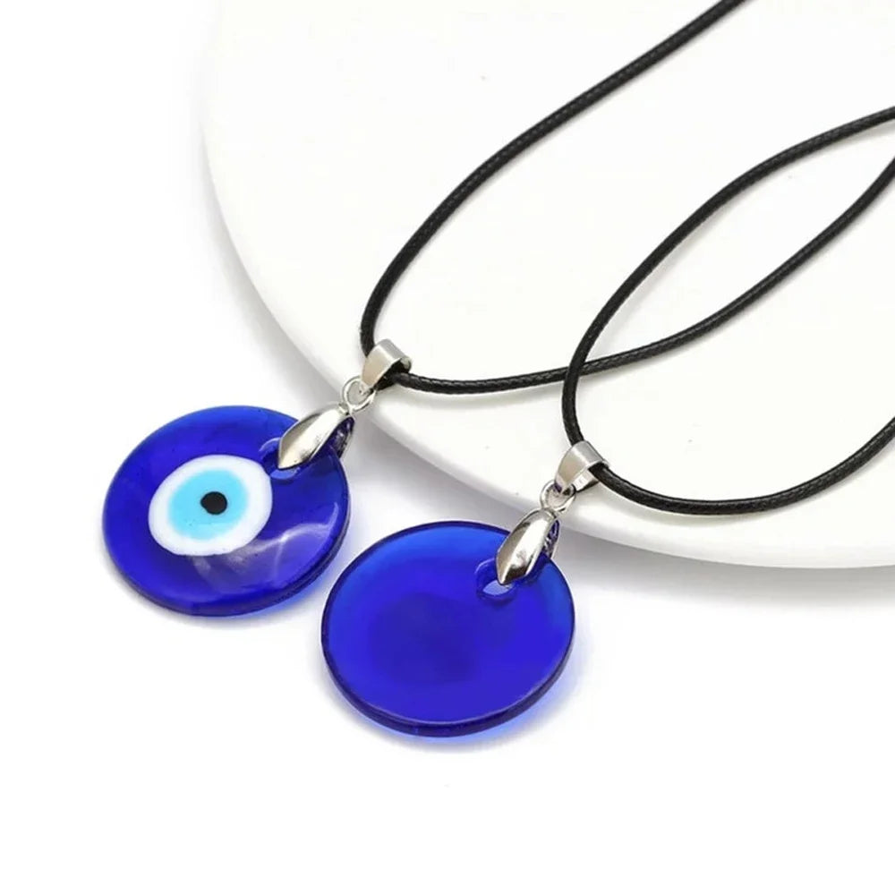 Vintage Turkish Blue Evil Eye Pendant Choker Necklace