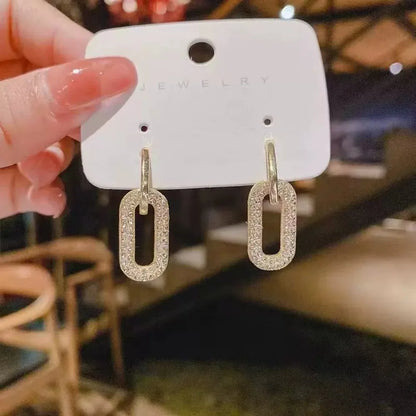 Retro Double Loop Design Drop Earrings