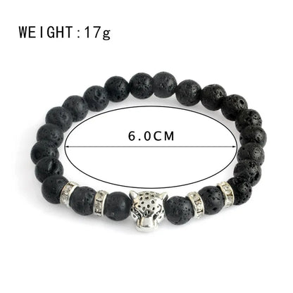 Matte Black Onyx Tiger Leopard Beaded Bracelet