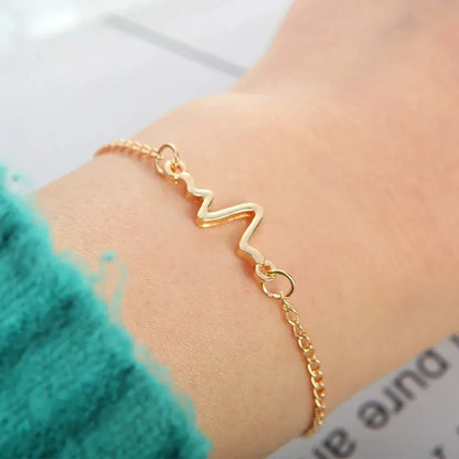 Korean Fashion ECG Heart Rate Lightning Charm Bracelet