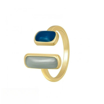 Retro Geometric Adjustable Colorful Drip Glaze Ring