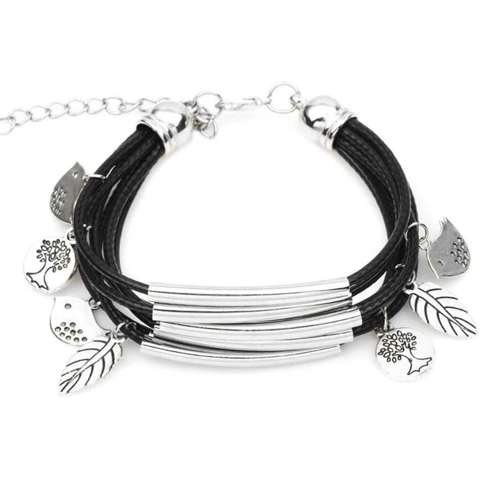 Multilayer Handmade Charm Leaves Bracelets