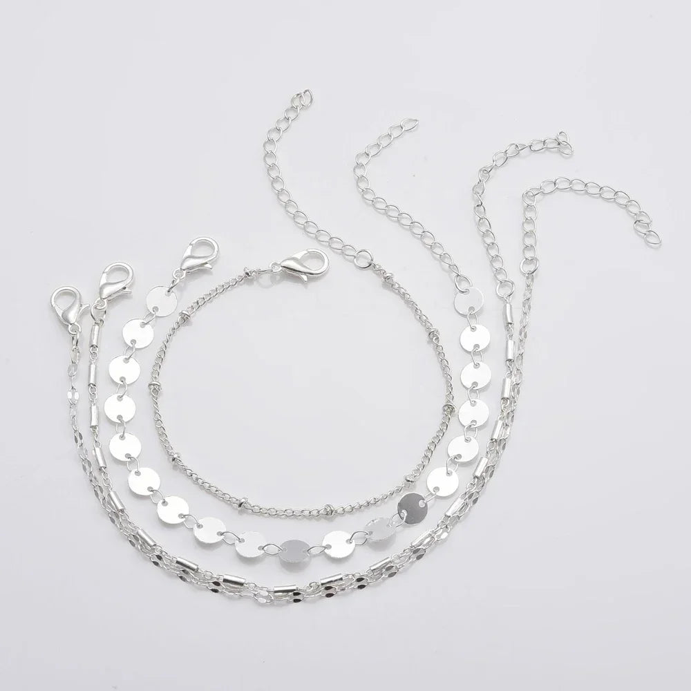 Multilayer Boho Tube Lace Satellite Chain Bracelets Set